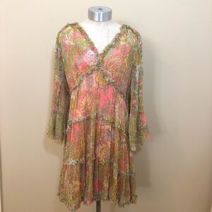 Kobi Halperin Emma Tiered Ruffle Embellished Floral Dress Mod paisley